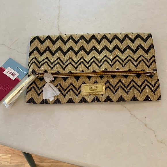 Gigi Hill Handbags - Gigi Hill Gold Metallic Clutch purse